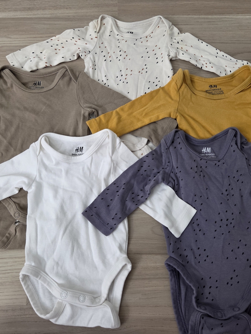 H&M White, Cream, Brown, Mustard, Purple Long-Sleeve Baby Bodysuits & Pants Set